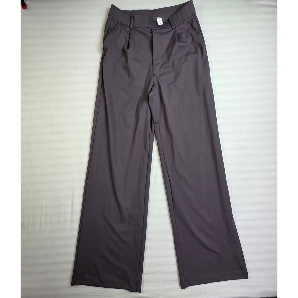 Halara Women Gray High Waisted Wide Leg Pleated Trousers Size small tall